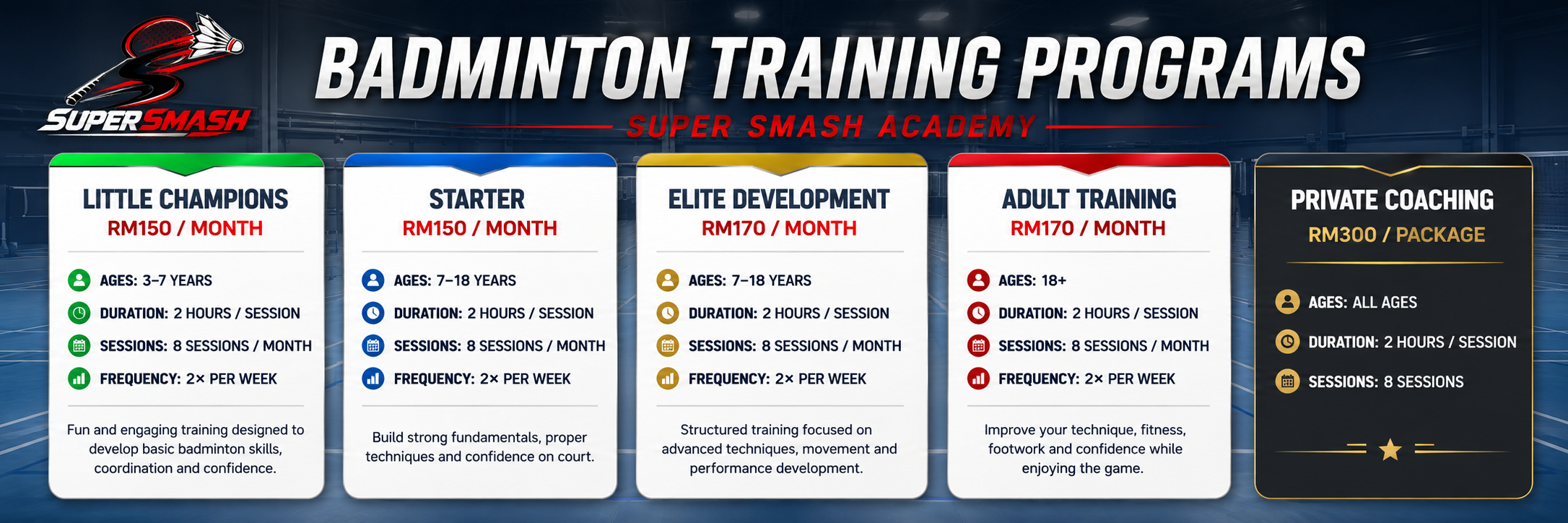 Badminton training programs and packages